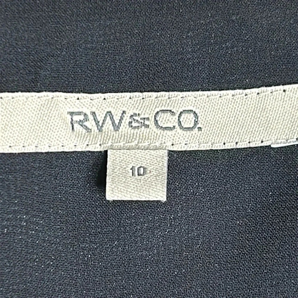 RW & CO dress, halter ,sateen,shiny ,empire waist ,size  10 .Black floral artsy. - Picture 8 of 17